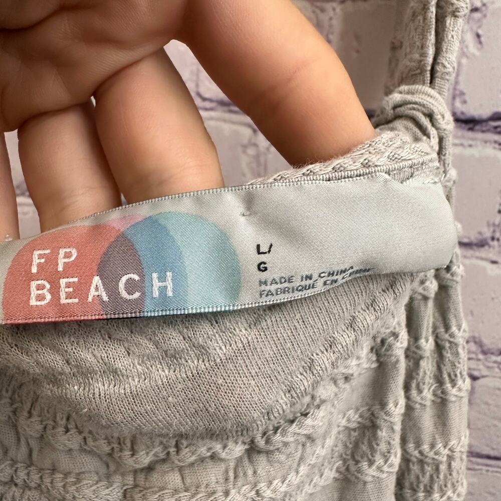 Free People Beach Convertible Mini Dress Gray Seersucker Fabric Women's Large - Picture 9 of 11